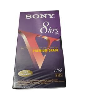 1 Sony T-160 Premium Grade VHS 8 Hours EP Videotape Videocassette New Sealed